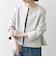 【WEB限定】〈洗濯機可能〉ダブルクロス  ペプラム ノーカラー ジャケット［NAVY BLUE］