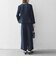 【WEB限定】〈洗濯機可能〉ダブルクロス  ペプラム ノーカラー ジャケット［NAVY BLUE］