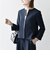 【WEB限定】〈洗濯機可能〉ダブルクロス  ペプラム ノーカラー ジャケット［NAVY BLUE］