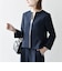 【WEB限定】〈洗濯機可能〉ダブルクロス  ペプラム ノーカラー ジャケット［NAVY BLUE］