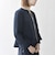 【WEB限定】〈洗濯機可能〉ダブルクロス  ペプラム ノーカラー ジャケット［NAVY BLUE］