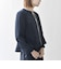【WEB限定】〈洗濯機可能〉ダブルクロス  ペプラム ノーカラー ジャケット［NAVY BLUE］