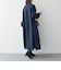〈洗濯機可能〉ダブルクロス フリル パフ スリーブ ワンピース［NAVY BLUE］