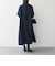 〈洗濯機可能〉ダブルクロス フリル パフ スリーブ ワンピース［NAVY BLUE］