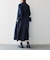 〈洗濯機可能〉ダブルクロス フリル パフ スリーブ ワンピース［NAVY BLUE］