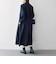 〈洗濯機可能〉ダブルクロス フリル パフ スリーブ ワンピース［NAVY BLUE］