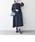〈洗濯機可能〉ダブルクロス フリル パフ スリーブ ワンピース［NAVY BLUE］