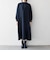 〈洗濯機可能〉ダブルクロス フリル パフ スリーブ ワンピース［NAVY BLUE］