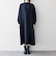 〈洗濯機可能〉ダブルクロス フリル パフ スリーブ ワンピース［NAVY BLUE］