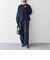 〈手洗い可能〉ダブルクロス レース 切替 ノーカラー ジャケット［NAVY BLUE］
