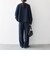 〈手洗い可能〉ダブルクロス レース 切替 ノーカラー ジャケット［NAVY BLUE］