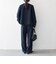 〈手洗い可能〉ダブルクロス レース 切替 ノーカラー ジャケット［NAVY BLUE］