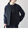 〈手洗い可能〉ダブルクロス レース 切替 ノーカラー ジャケット［NAVY BLUE］