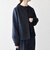 〈手洗い可能〉ダブルクロス レース 切替 ノーカラー ジャケット［NAVY BLUE］