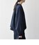 〈手洗い可能〉ダブルクロス レース 切替 ノーカラー ジャケット［NAVY BLUE］