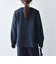 〈手洗い可能〉ダブルクロス レース 切替 ノーカラー ジャケット［NAVY BLUE］
