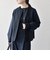 〈手洗い可能〉ダブルクロス レース 切替 ノーカラー ジャケット［NAVY BLUE］