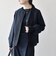 〈手洗い可能〉ダブルクロス レース 切替 ノーカラー ジャケット［NAVY BLUE］