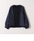 〈手洗い可能〉ダブルクロス レース 切替 ノーカラー ジャケット［NAVY BLUE］