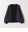 〈手洗い可能〉ダブルクロス レース 切替 ノーカラー ジャケット［NAVY BLUE］