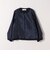 〈手洗い可能〉ダブルクロス レース 切替 ノーカラー ジャケット［NAVY BLUE］