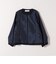 〈手洗い可能〉ダブルクロス レース 切替 ノーカラー ジャケット［NAVY BLUE］