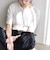 quaranciel:〈洗濯機可能〉テレコ リブ クルー ヘンリー 2way ハーフスリーブ TEE