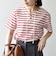 SHIPS any:〈洗濯機可能〉マリンボーダー レースアップ ショートスリーブ TEE