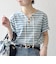 SHIPS any:〈洗濯機可能〉マリンボーダー レースアップ ショートスリーブ TEE