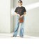 SHIPS Primary Navy Label:LUMIERE フロッキー プリント TEE