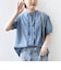 【WEB限定】〈手洗い可能〉ライト オンス フリル デニム 半袖 シャツ