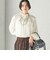 〈手洗い可能〉起毛 サテン ネック ギャザー ブラウス