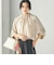〈手洗い可能〉起毛 サテン ネック ギャザー ブラウス