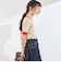 〈手洗い可能〉ミニ ケーブル 配色 5分袖 ニット◇