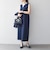 〈洗濯機可能〉カーブネック ノースリーブ ワンピース［NAVY BLUE］