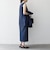 〈洗濯機可能〉カーブネック ノースリーブ ワンピース［NAVY BLUE］