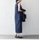 〈洗濯機可能〉カーブネック ノースリーブ ワンピース［NAVY BLUE］
