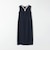 〈洗濯機可能〉カーブネック ノースリーブ ワンピース［NAVY BLUE］