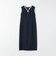 〈洗濯機可能〉カーブネック ノースリーブ ワンピース［NAVY BLUE］