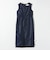 〈洗濯機可能〉カーブネック ノースリーブ ワンピース［NAVY BLUE］