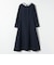 〈洗濯機可能〉レースカラー ロング スリーブ ワンピース［NAVY BLUE］