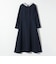 〈洗濯機可能〉レースカラー ロング スリーブ ワンピース［NAVY BLUE］