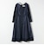 〈洗濯機可能〉レースカラー ロング スリーブ ワンピース［NAVY BLUE］