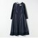 〈洗濯機可能〉レースカラー ロング スリーブ ワンピース［NAVY BLUE］