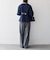 〈手洗い可能〉パフ スリーブ ノーカラー ジャケット［NAVY BLUE］