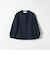 〈手洗い可能〉パフ スリーブ ノーカラー ジャケット［NAVY BLUE］