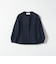 〈手洗い可能〉パフ スリーブ ノーカラー ジャケット［NAVY BLUE］