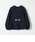 〈手洗い可能〉パフ スリーブ ノーカラー ジャケット［NAVY BLUE］