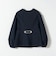 〈手洗い可能〉パフ スリーブ ノーカラー ジャケット［NAVY BLUE］