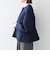 〈手洗い可能〉パフ スリーブ ノーカラー ジャケット［NAVY BLUE］